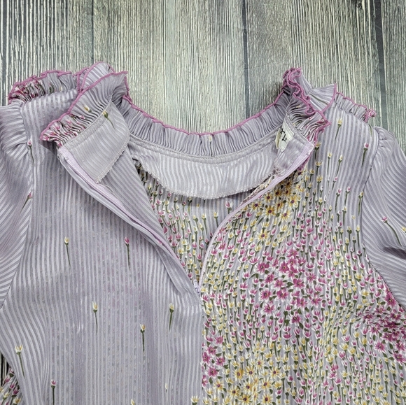 Vintage Tokyo Japan Japanese Ruffle Floral Midi Dress - Picture 12 of 16